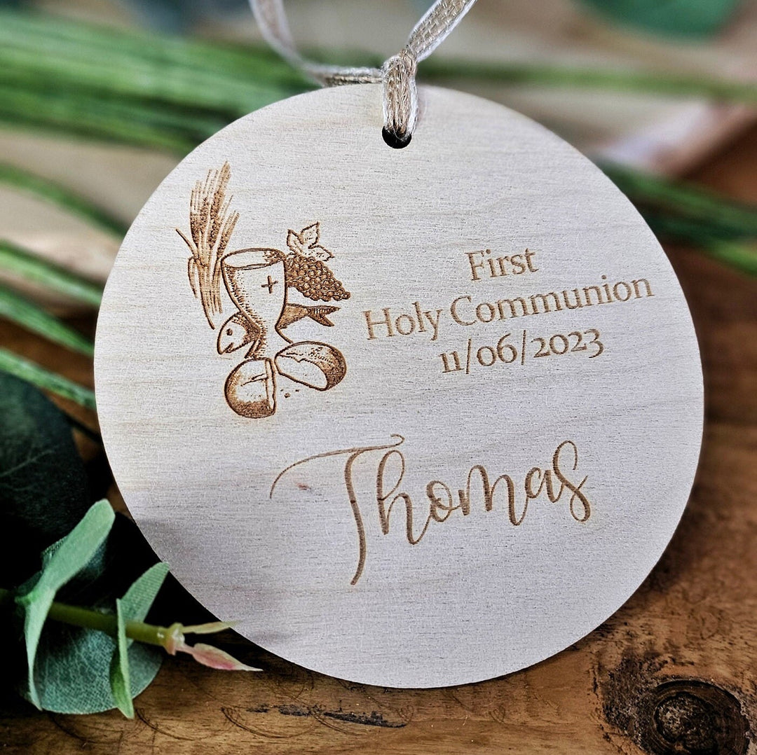 Personalised First Holy Communion Keepsake - Wooden Rustic Gift - Pamiatka Pierwszej Komunii Swietej - Baptism Christening Confirmation