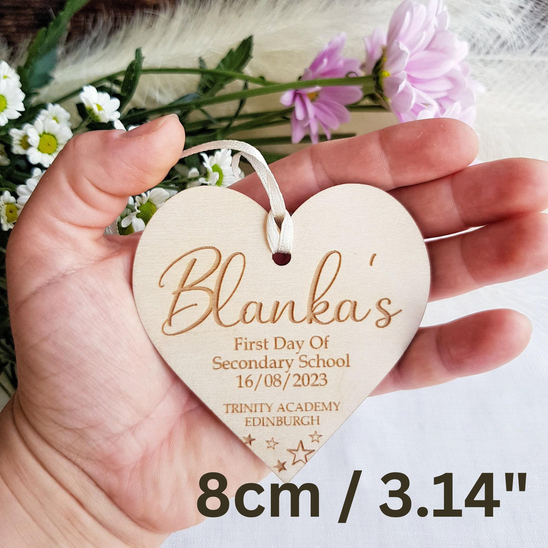 Personalised First Day of School Keepsake - Engraved Wooden Gift Tag Ornament