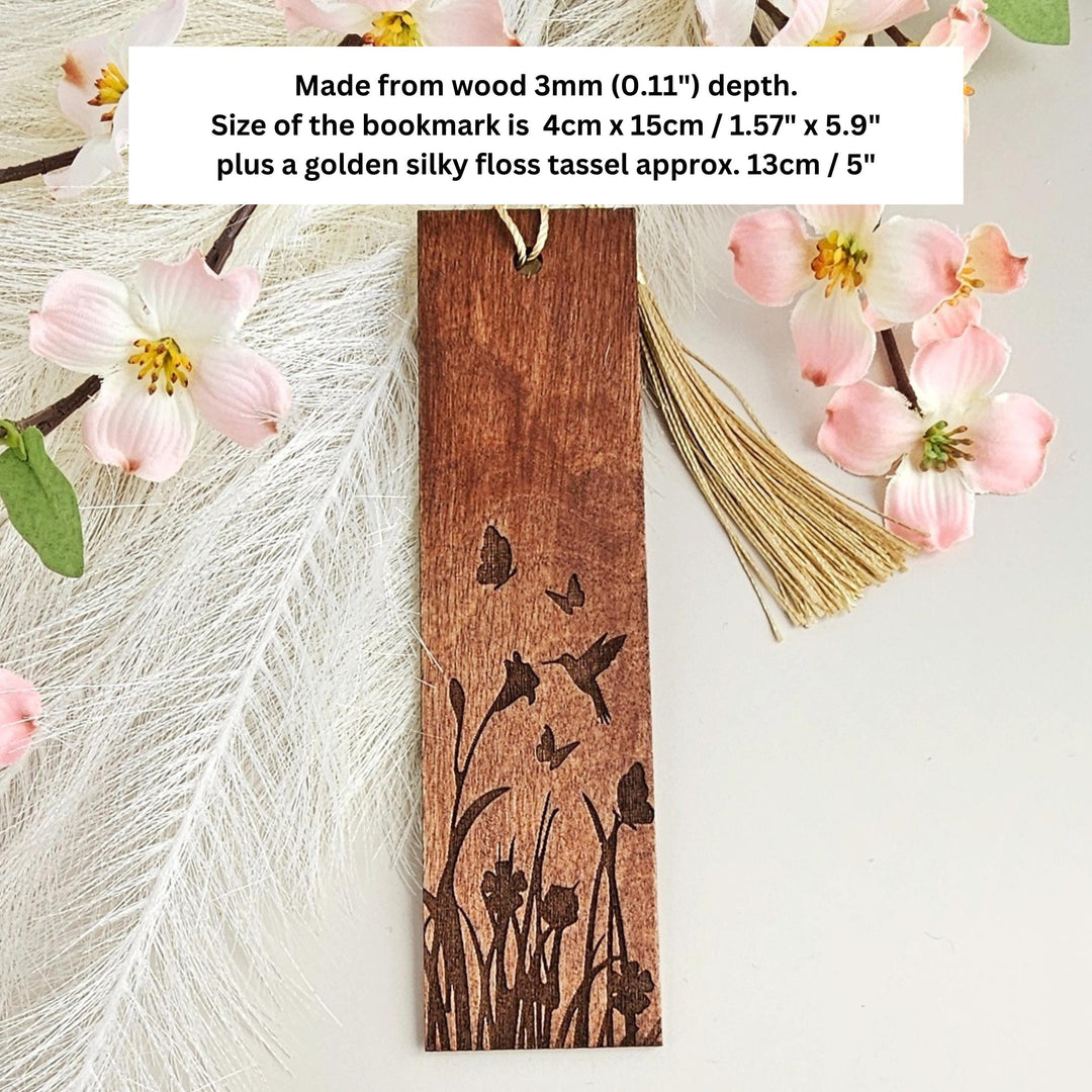 Personalized Floral Engraved Wooden Bookmark with Custom Message - Ideal Gift for Book Lovers