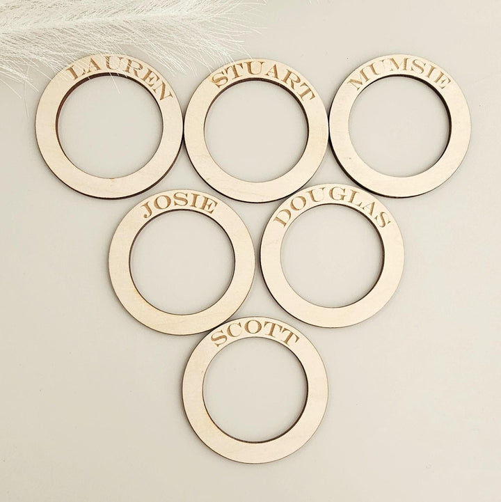 Personalised Wooden Napkin Rings - Rustic Wedding Table Decor, Christmas Dinner, Birthday Party, Anniversary Event, Table Place Setting
