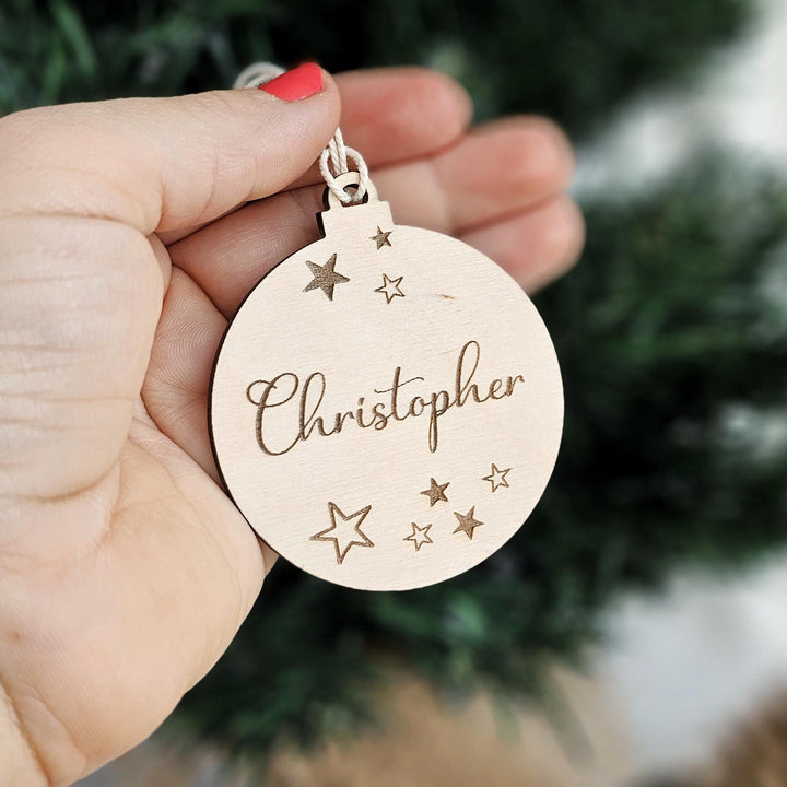 Personalized Engraved Wooden Christmas Bauble - Unique Teacher Student or Coworker Gift - Festive Secret Santa Ornament