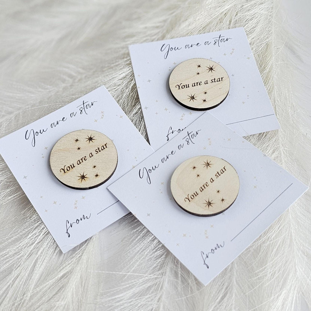 Wooden Round Token Gift for Teachers - Youre a Star Keepsake for Graduation  End of Year