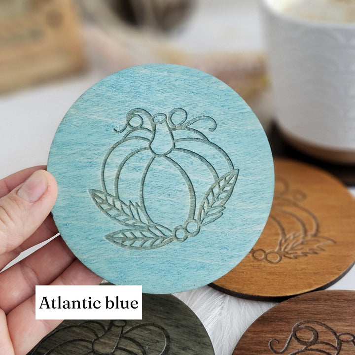 Autumn Pumpkin Wooden Coasters - Cosy Fall Drink Coaster, Decorative Halloween Table Decor, Handmade Gift Idea - Set of 4 coasters