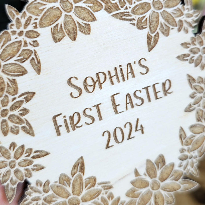 Baby's First Easter Wooden Plaque: Personalised Milestone Photo Prop