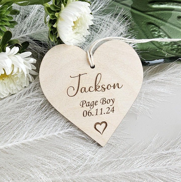 Personalised Wedding Ornament Gift, Wooden Rustic Bridal Party Keepsake, Hanging Decoration, Maid of Honour, Bridesmaid, Page Boy