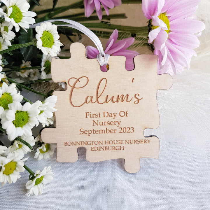 Personalised First Day of School Keepsake - Engraved Wooden Gift Tag Ornament