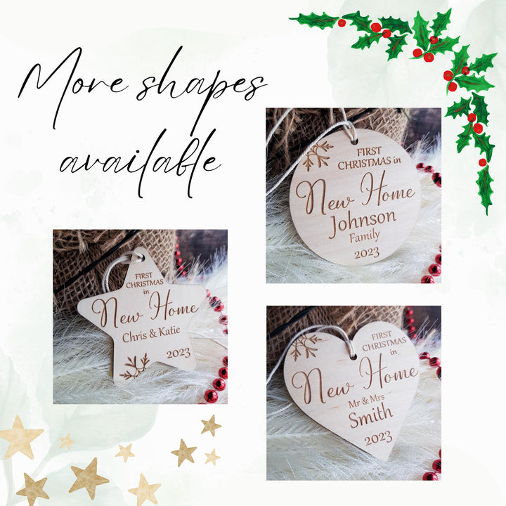 Personalised Wooden Christmas Bauble - Custom Housewarming Ornament for New Home