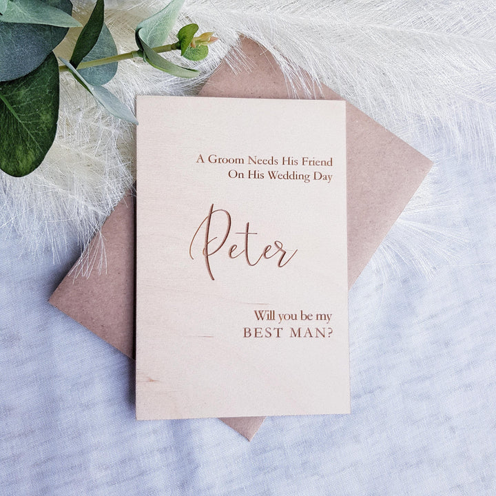 Best Man Wooden Card - Personalised Wedding Proposal Keepsake - Will you be my Usher
