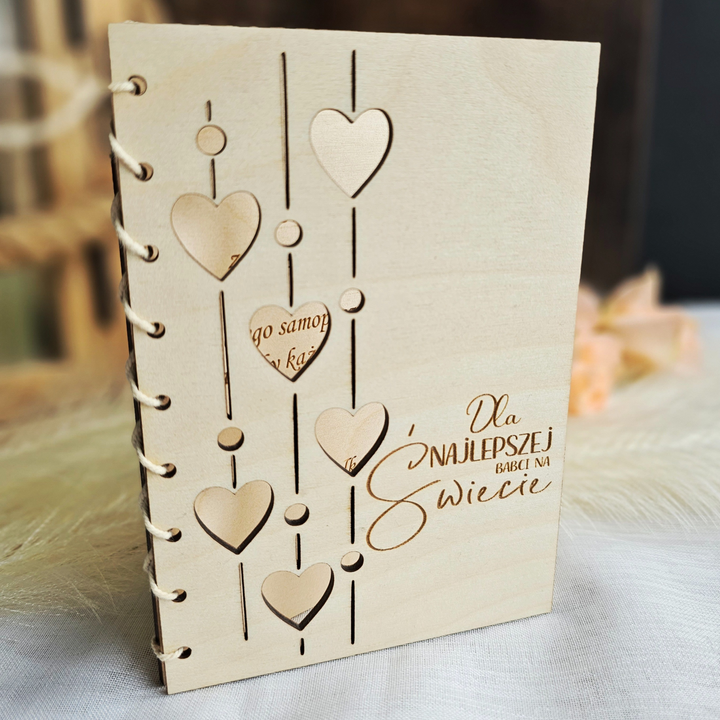 Personalised Grandmother's Day Card, Rustic Wooden Gift Keepsake, Kartka Prezent na Dzien Babci i Dziadka, Birthday Card Granny Grandma Mum