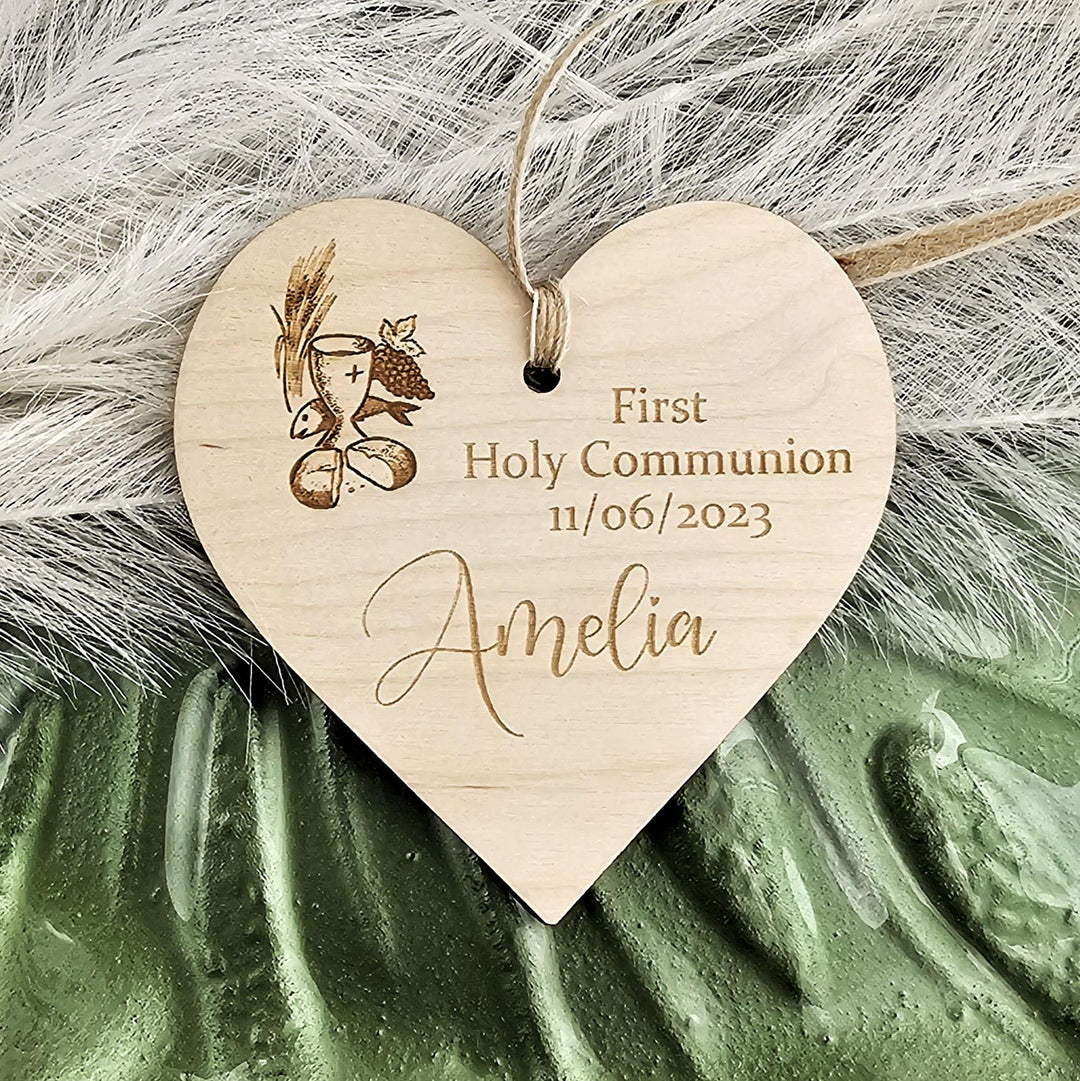 Personalised First Holy Communion Wooden Ornament Keepsake - Motyw Kielicha