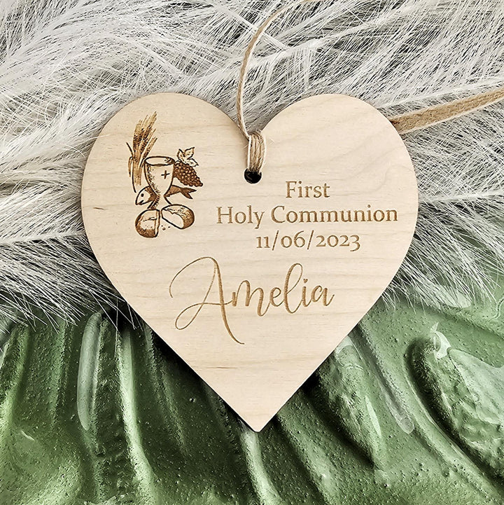 Personalised First Holy Communion Wooden Ornament Keepsake - Motyw Kielicha
