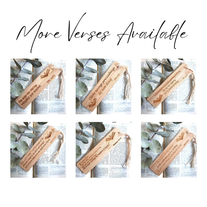 Bookmark Holy Bible Quote - Personalised Wooden Eco-Friendly Bamboo Gift - Chociazbym chodzil