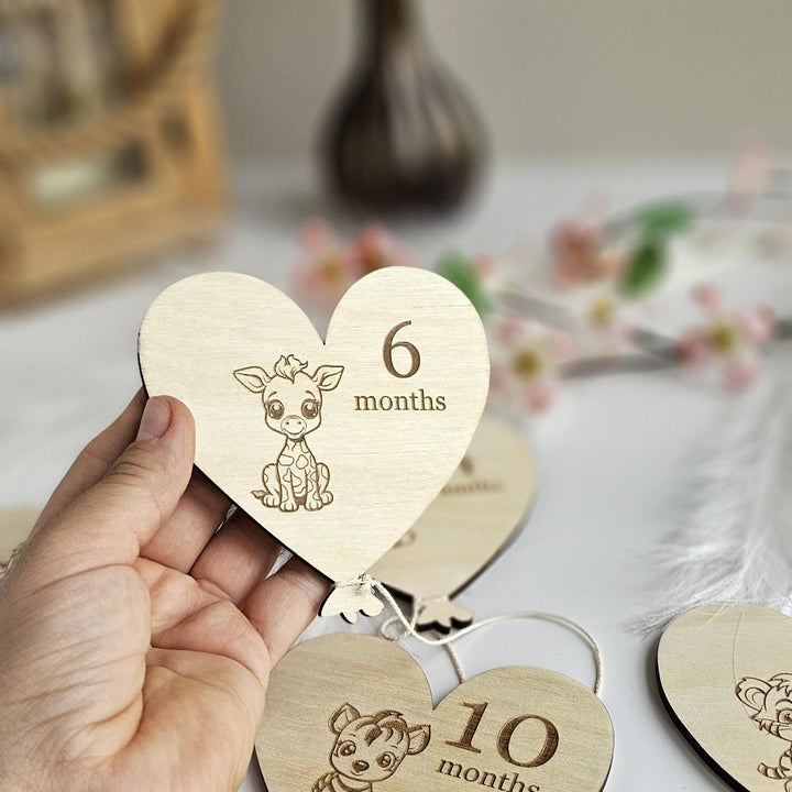 Wooden Baby Milestone Cards 1–12 Months | Baby Photo Props Keepsake
