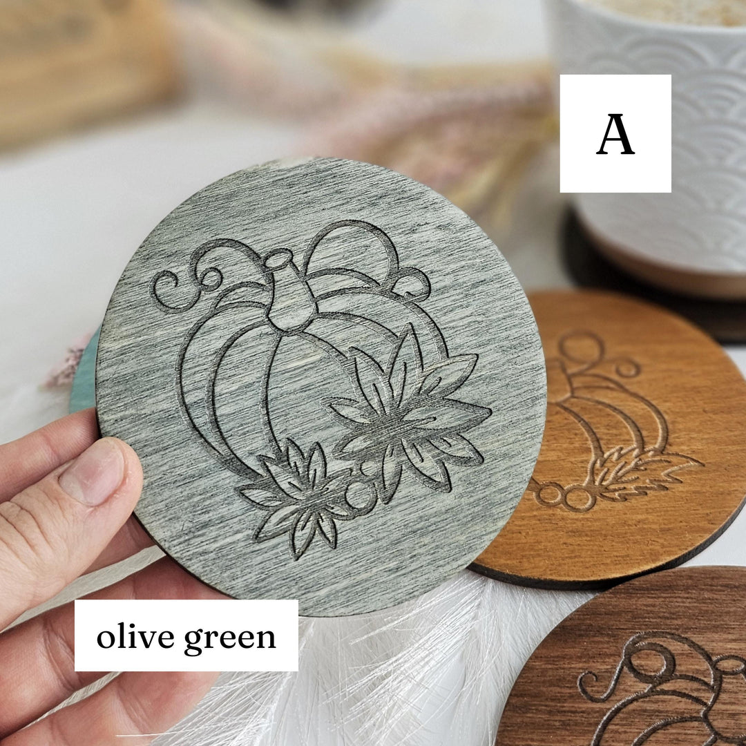 Autumn Pumpkin Wooden Coaster - Cosy Fall Drink Coaster, Decorative Halloween Table Decor, Handmade Gift Idea