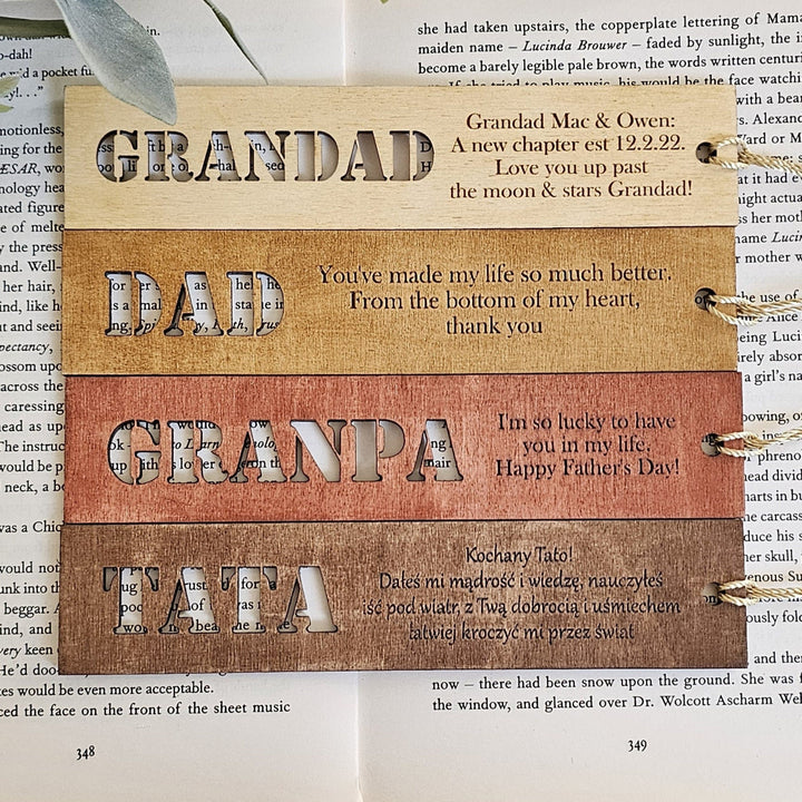 Personalised Wooden Bookmark - A Thoughtful Gift for Father's Day, Birthdays, and Dads Stepdad Grandads Boyfriend Brother Uncle Teachers