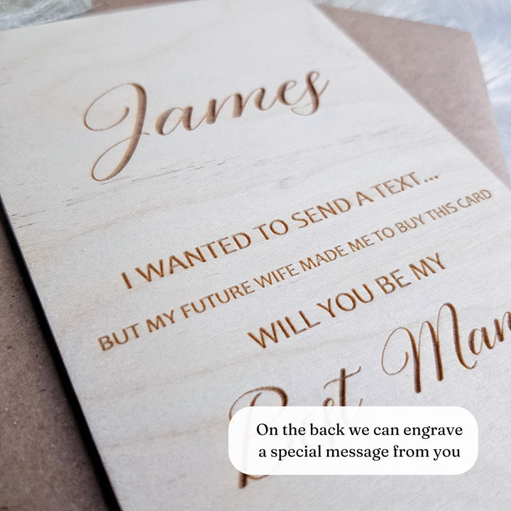 Best Man Wooden Card - Personalised Wedding Proposal Keepsake - Will you be my Usher
