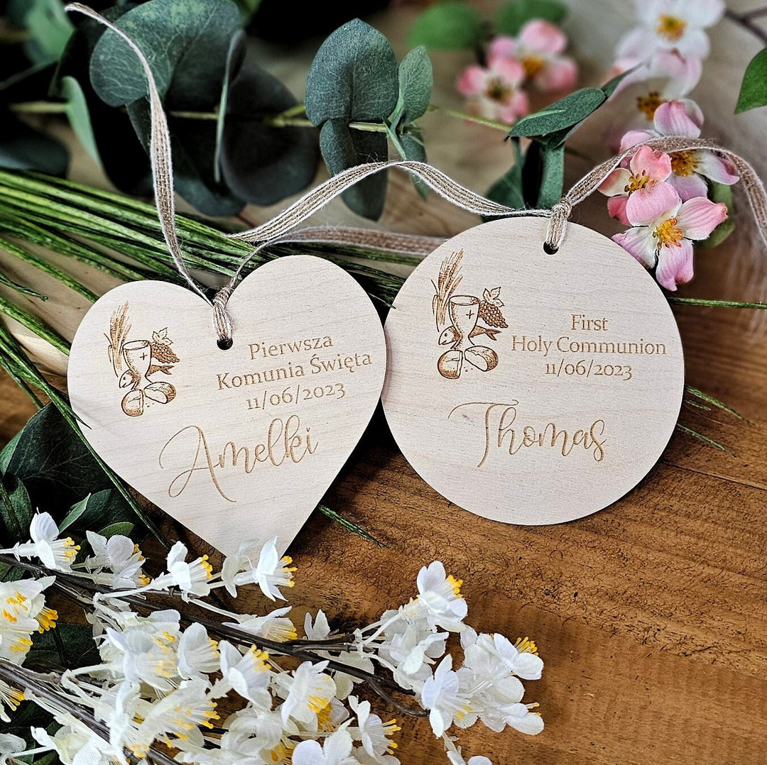 Personalised First Holy Communion Keepsake - Wooden Rustic Gift - Pamiatka Pierwszej Komunii Swietej - Baptism Christening Confirmation