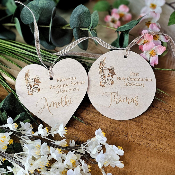 Personalised First Holy Communion Keepsake - Wooden Rustic Gift - Pamiatka Pierwszej Komunii Swietej - Baptism Christening Confirmation