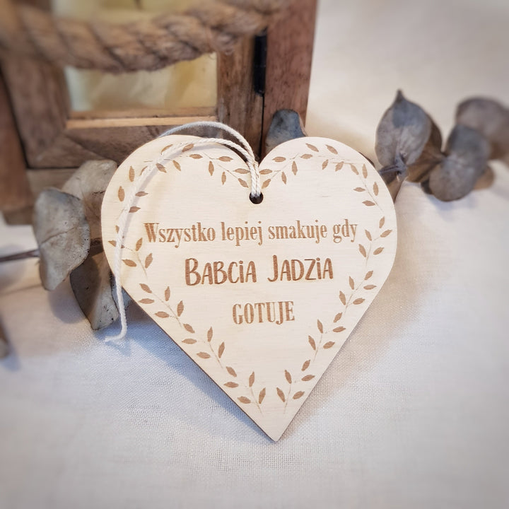 Wooden Plaque for Polish Grandmother's and Grandfather's Day - Dzien Babci i Dziadka Wszystko lepiej smakuje gdy Babcia / Dziadek gotuje