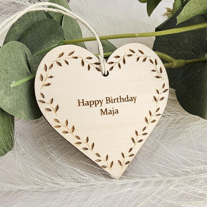 Personalized Rustic Wooden Heart Gift Tag - Laser Cut Keepsake Plaque