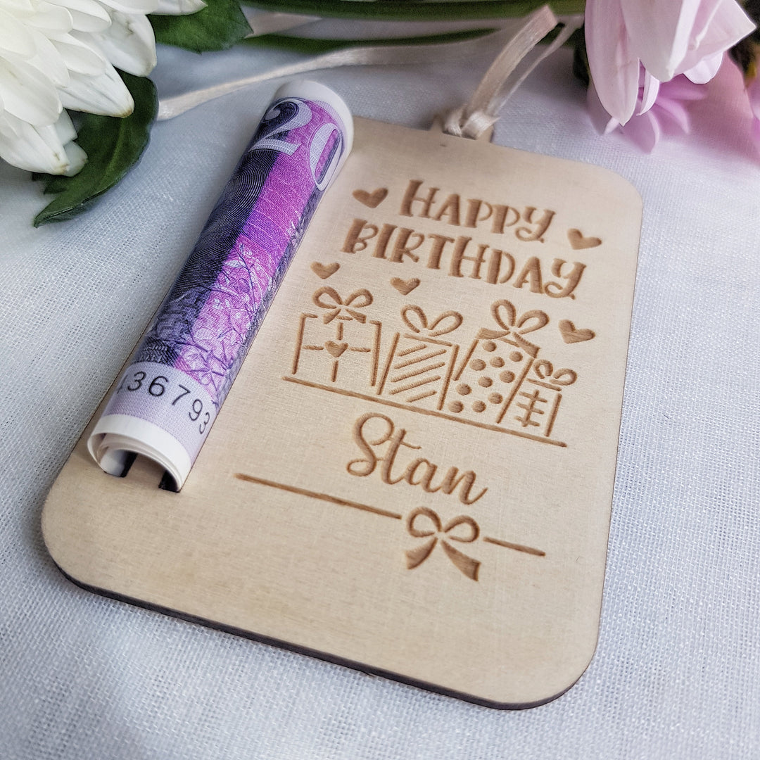 Personalised Money Holder – Custom Birthday Cash Box | Sustainable Wooden Gift Box