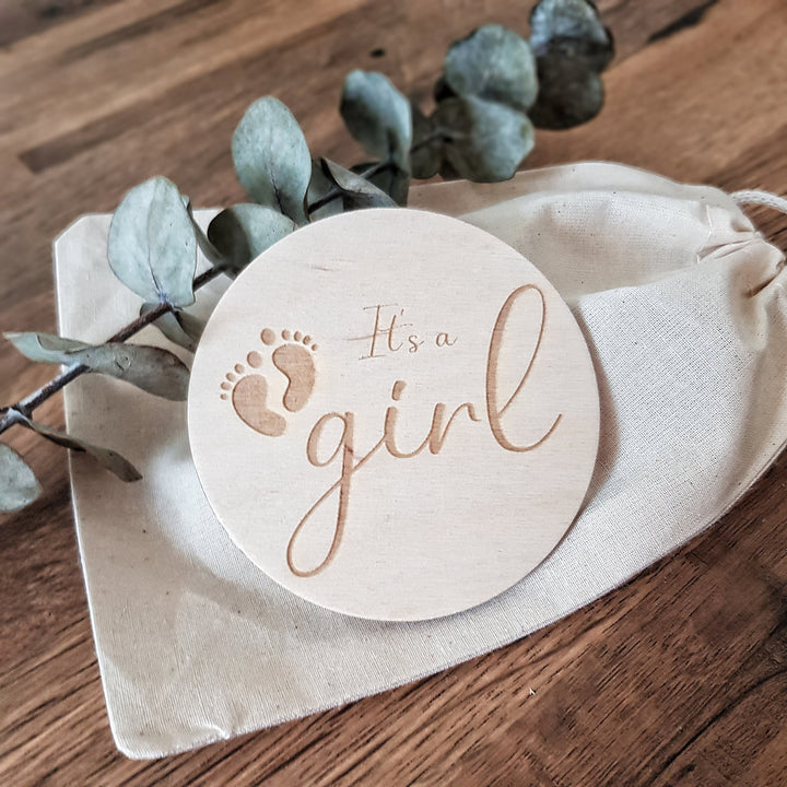 Wooden Baby Announcement | Engraved Milestone Card & Photo Prop Plaque