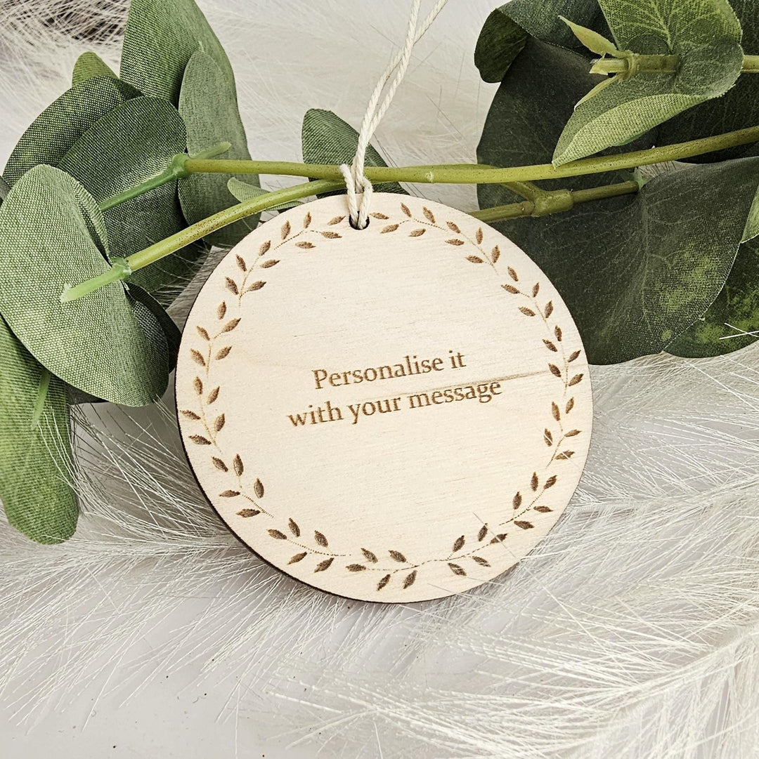 Personalised Rustic Wooden Gift Tag - Hanging Wine Tag for Birthdays Anniversaries Weddings