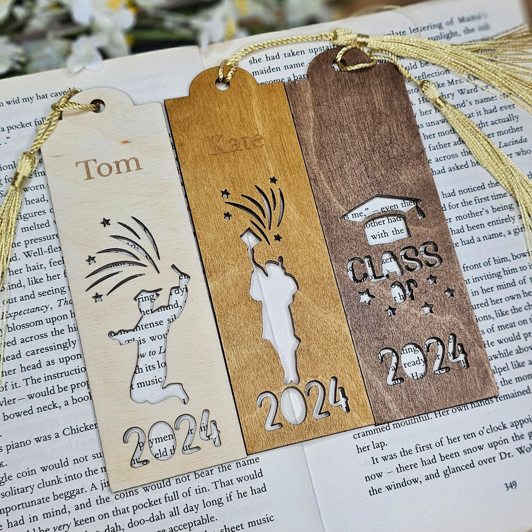 three bookmarks with graduation decorations on them