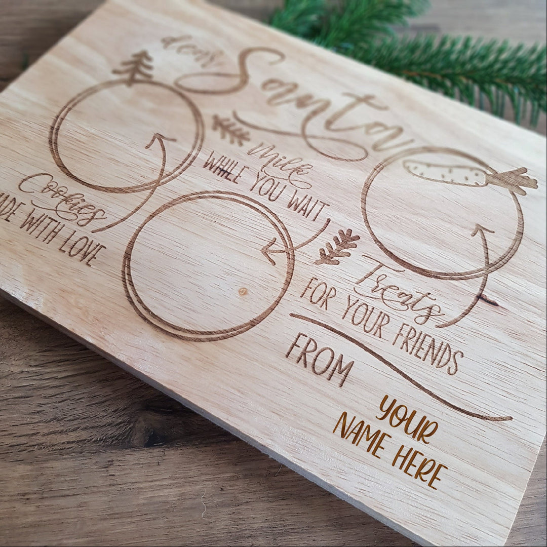 Personalised Christmas Eve Treat Board for Santa - Milk Cookies  Reindeer Snacks