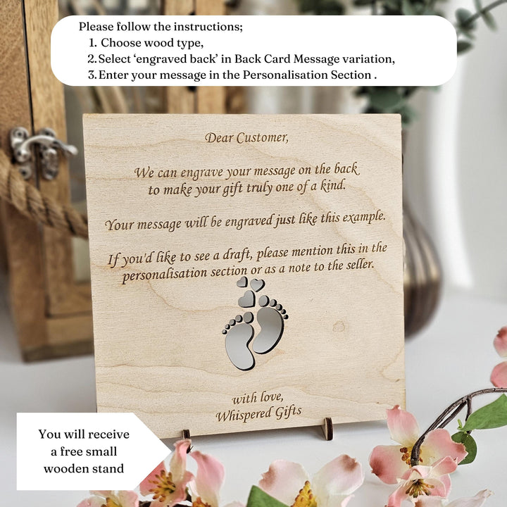First Mothers Day Wooden Plaque Personalised Baby Feet Keepsake Gift for Mum