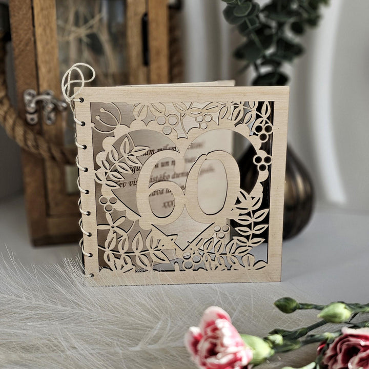 Personalised Wooden Birthday Card: Heart of Flowers Keepsake Gift