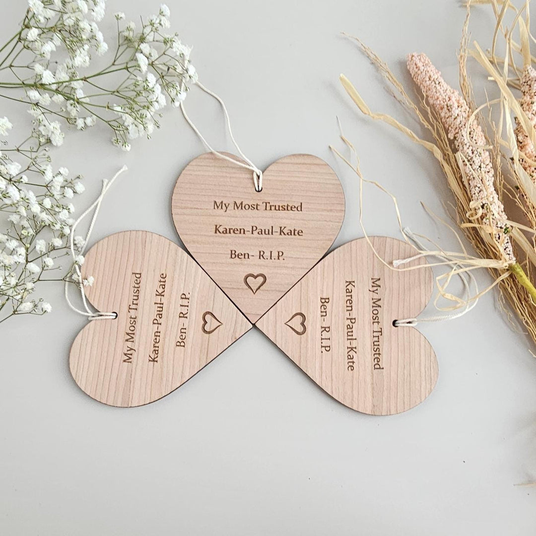 Personalised Wooden Heart Ornament - Custom Gift Tag Keepsake for Teacher Wedding Congratulations