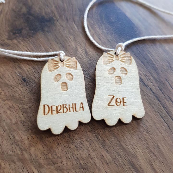 Personalised Halloween Basket Tags - Wooden Keepsake Gift Tags