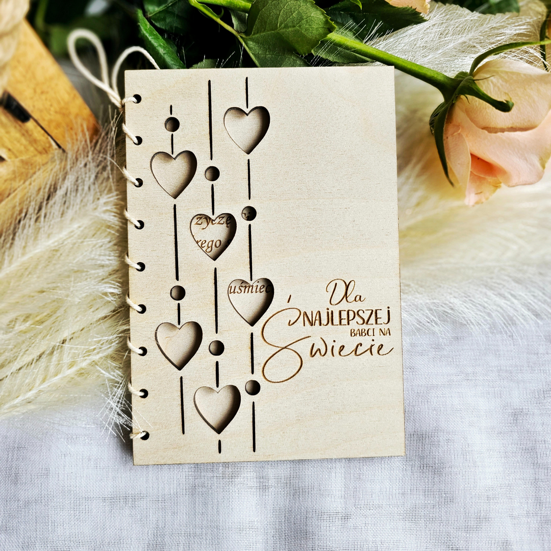 Personalised Grandmother's Day Card, Rustic Wooden Gift Keepsake, Kartka Prezent na Dzien Babci i Dziadka, Birthday Card Granny Grandma Mum