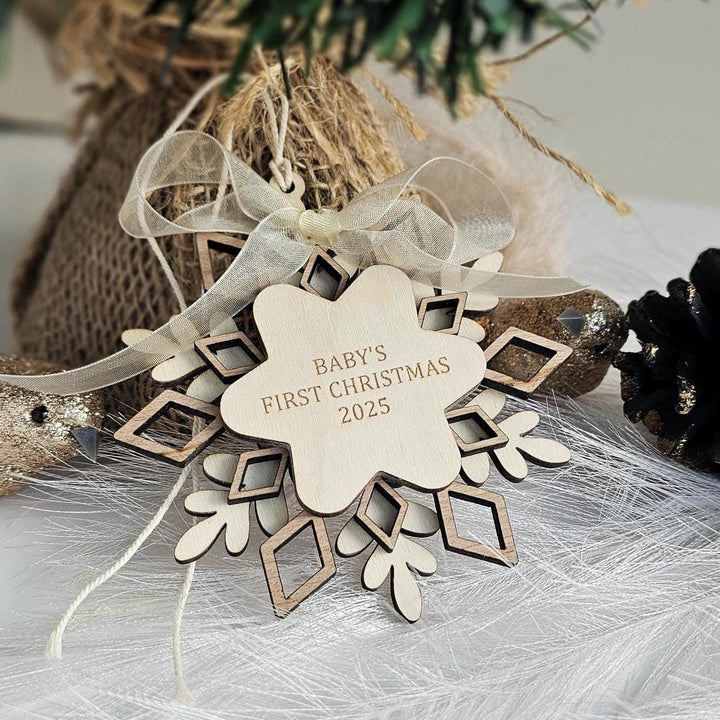 Baby’s First Christmas Ornament – Personalised Wooden Keepsake Decoration