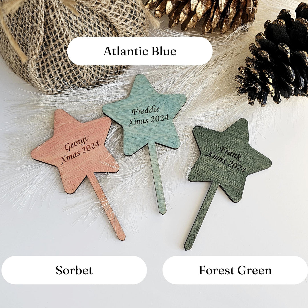 Personalised Wooden Star Plant Gift Tag - Eco-Friendly Engraved Label for Plant Lovers
