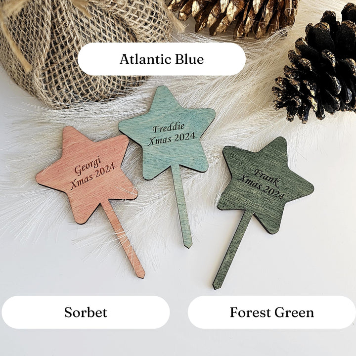 Personalised Wooden Star Plant Gift Tag - Eco-Friendly Engraved Label for Plant Lovers
