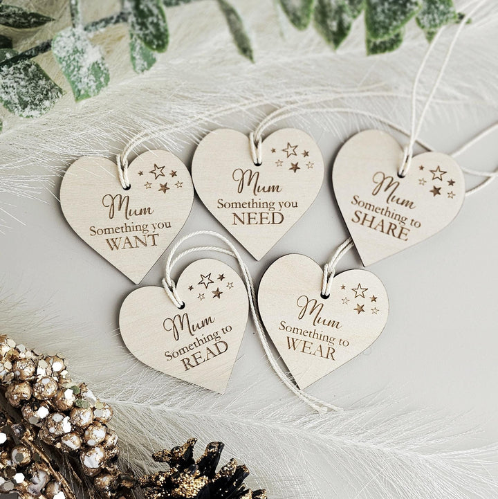 Personalised Rustic Christmas Gift Tags - Want Wear Need Read