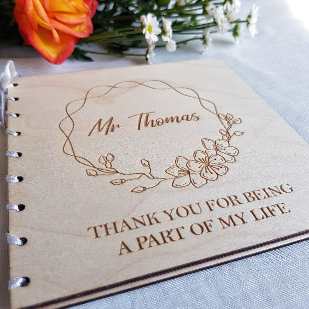 Personalized Wooden Thank You Card - Custom Graduation Keepsake for Teachers Teaching Assistants
