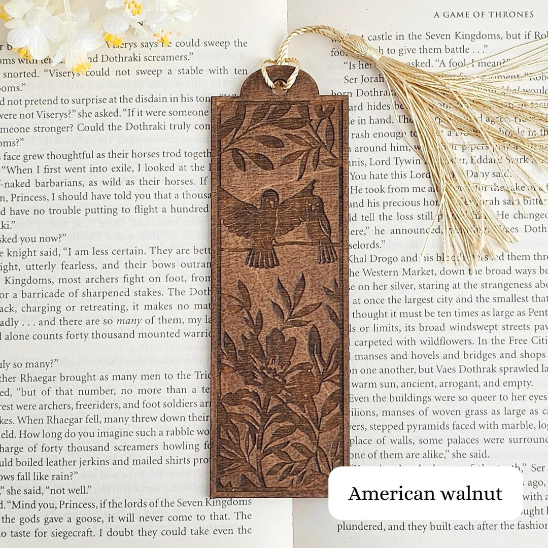 Birds Bookmark - Personalised Engraved Wooden Gift for Book Lovers