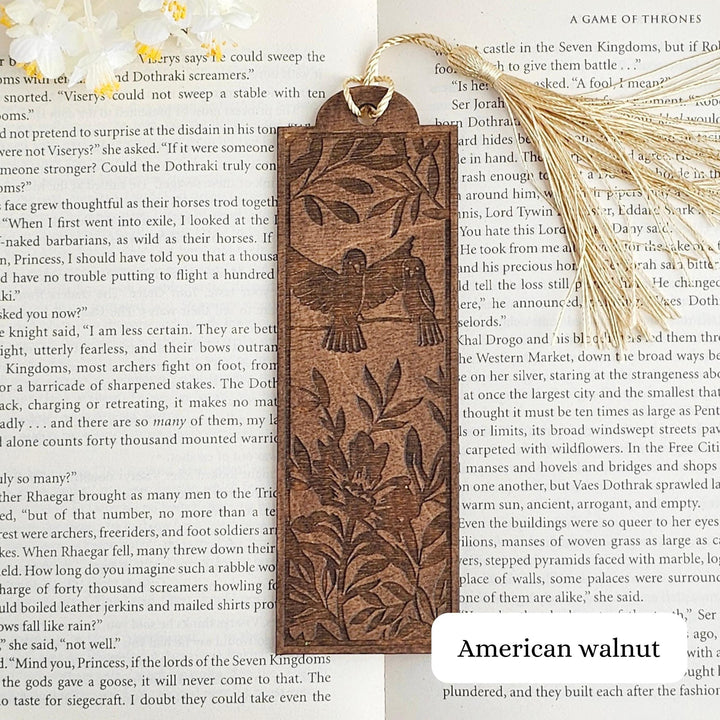 Birds Bookmark - Personalised Engraved Wooden Gift for Book Lovers