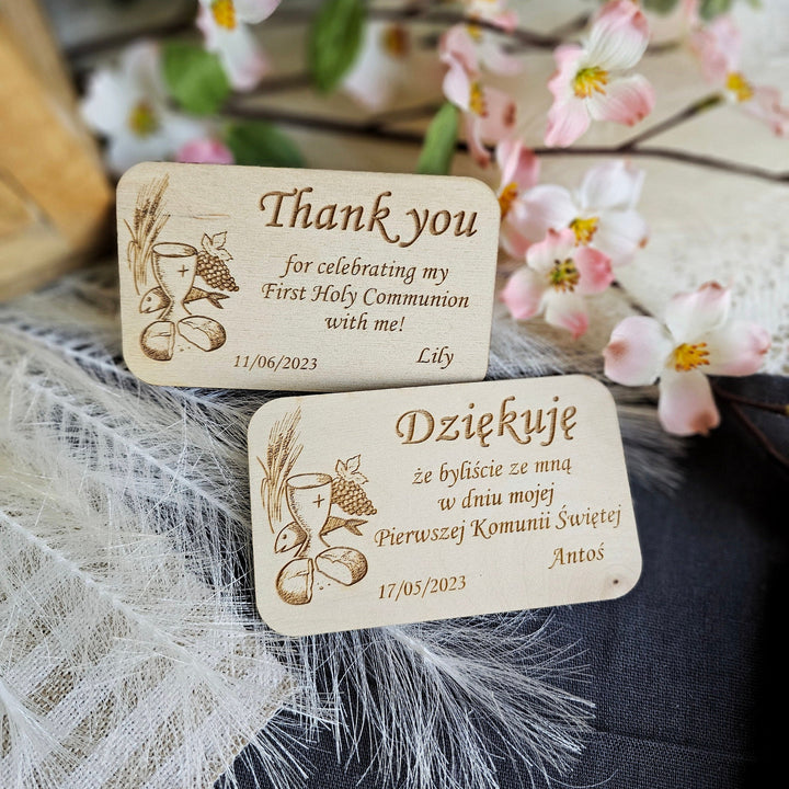 Personalised First Holy Communion Baptism Christening Naming Ceremony Confirmation Favours ,Thank You Wooden Gift Keepsake Magnets, Chalice