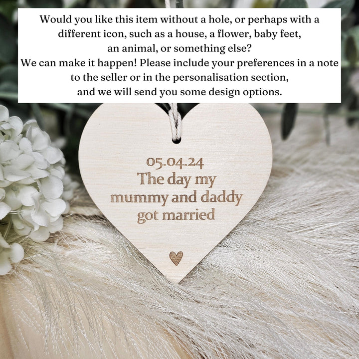 Personalised Wooden Heart Ornament, Engraved Wooden Tag, Custom Message, Keepsake Gift