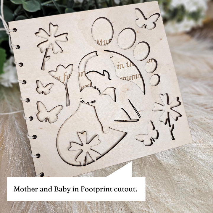 Personalised Mother’s Day Wooden Card with Footprint Cutout – Unique Gift for First Time Moms, New Mums, and Grandmothers