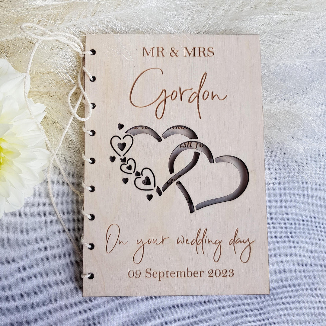 Personalised Wooden Wedding Card, Rustic Keepsake, Newlyweds Gift, Couple Gift Handmade Card