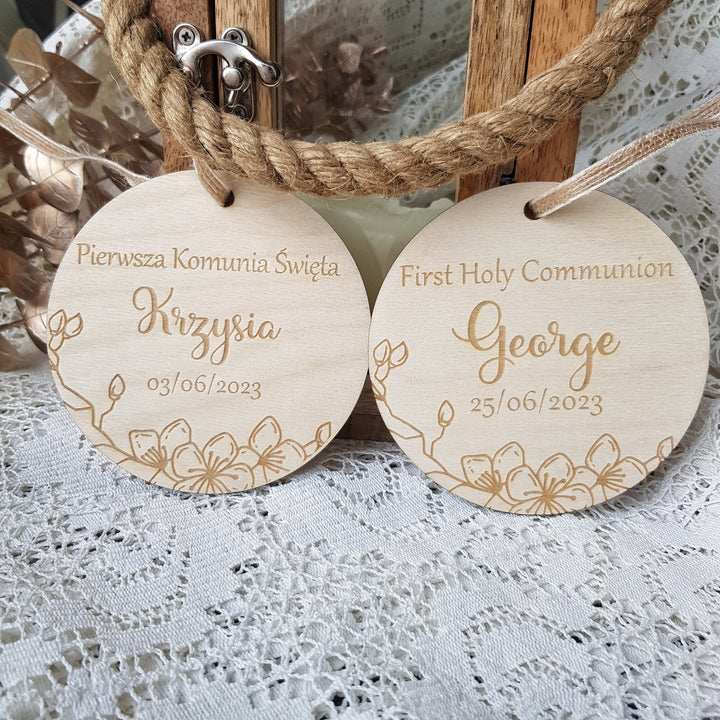 Personalised First Holy Communion Keepsake - Wooden Rustic Gift - Pamiatka Pierwszej Komunii Swietej - Baptism Christening Confirmation