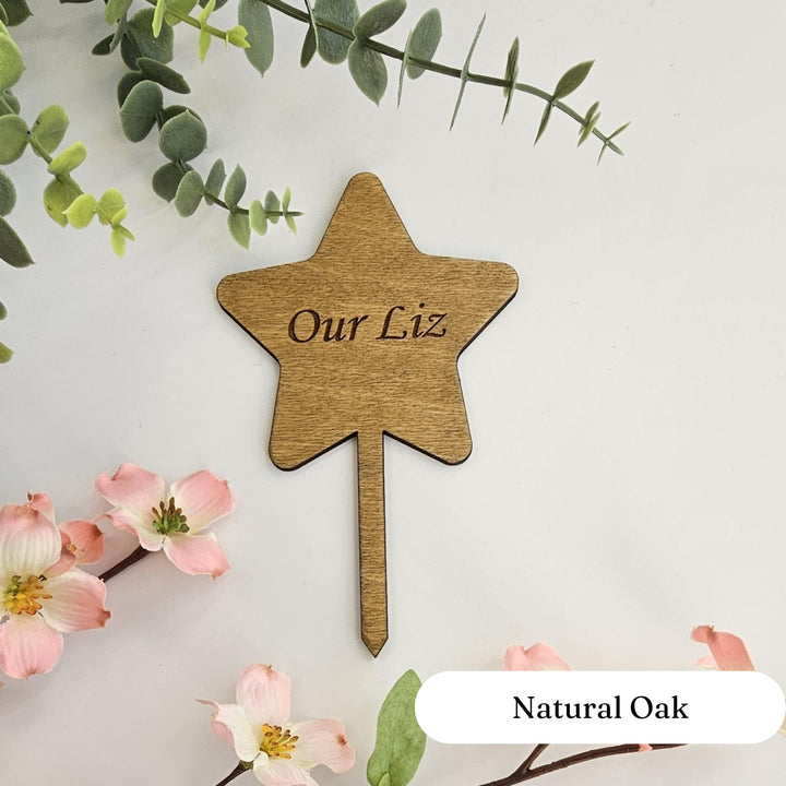 Personalised Wooden Star Plant Gift Tag - Eco-Friendly Engraved Label for Plant Lovers