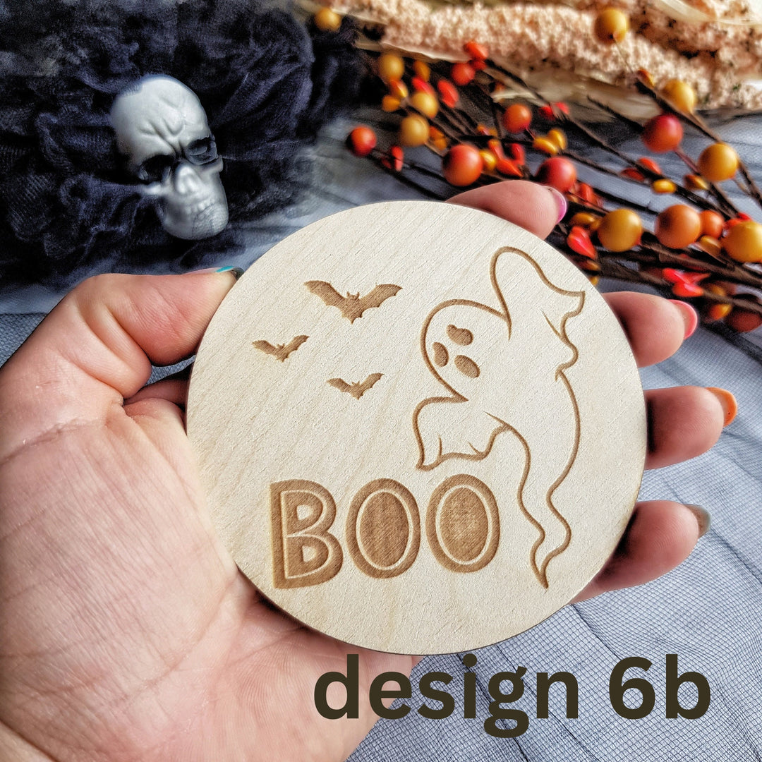 Personalised Wooden First Halloween Disc - Cute Photo Prop for Babys First BOO