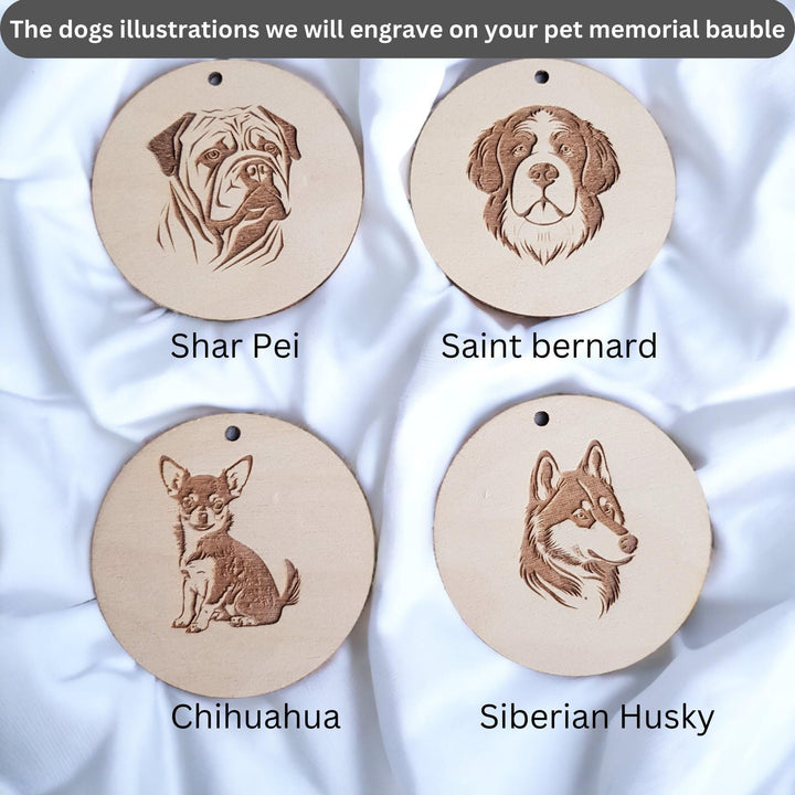 Personalised Memorial Dog Bauble - Pet Loss Ornament with Angel Wings