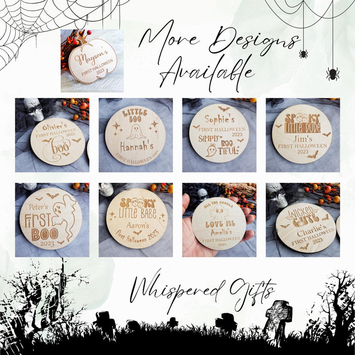 Personalised Wooden Halloween Disc - Cute Photo Prop for Kids